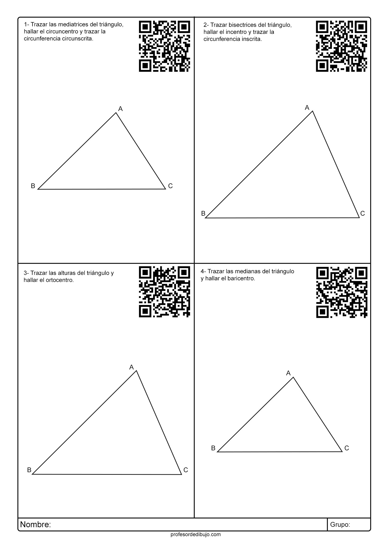 Lámina QR sobre Puntos y Rectas notables de los triángulos.