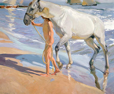 El baño del caballo (1909), pintura de Soroya